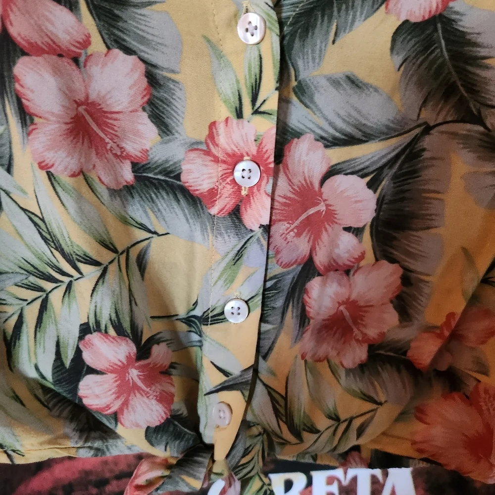 American Eagle Cropped Hawaiian Shirt, XS - Picture 3 of 3